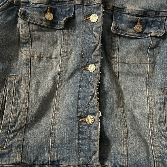 Jolt Jeans Jacket Womens Blue Pockets Full Zip Sherpa Lined Collar Size M - Picture 3 of 5